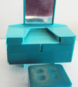 c1960s Tri-ang Jennys Home Turquoise Plastic Dressing Table & Stool @ £10.50SOLD