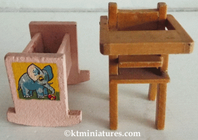 Vintage Dol-Toi Highchair & Pink Cradle @ £12.50RESERVED