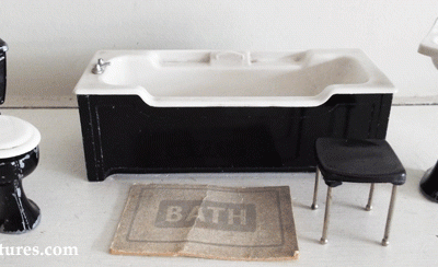 Vintage Tri-ang Black & White Five Piece Bathroom Suite @ £18.00SOLD