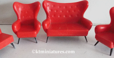 Vintage Tri-ang Red Three-Piece Wing Suite Plus Single TV Chair @ £19.50