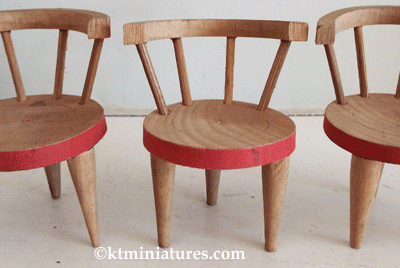 Three Vintage Three Legged Wooden Chairs @ £9.50