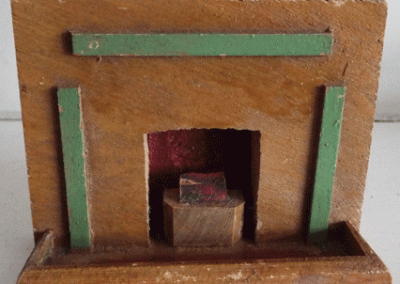 c1930s Tiny Toy Fireplace With Green Painted Strips @ £18.00