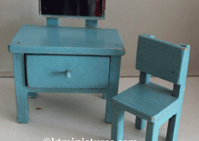 Vintage Blue Painted Dressing Table & Chair @ £9.50