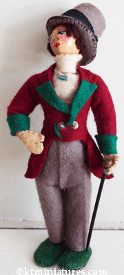 Unusual Vintage Felt Male Doll With Wooden Head @ £29.50