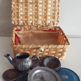 Old German Basket With Assortment Of Contents @ £21.00