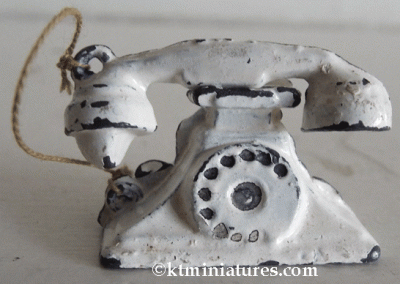 c1930s White Painted Metal Tiny Toy Telephone @ £12.50