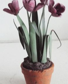 Pre-loved Artisan Made Pot Of Tulips (Signed JK 1994)SOLD