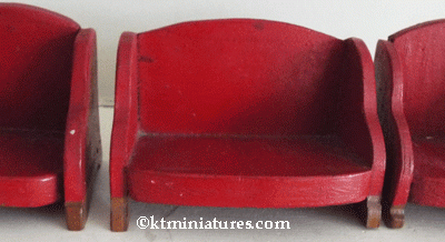 Vintage Red Wooden Three-Piece Suite @ £8.50SOLD
