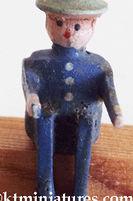 Tiny c1930s Wooden Erzgebirge Sitting Male Figure In Blue Clothes @ £8.95