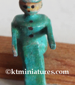 Tiny c1930s Wooden Erzgebirge Sitting Female Figure In Long Pale Green Dress & Yellow Hat @ £8.95