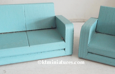 Vintage Pretty Blue Sofa & Armchair @ £6.50