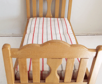 c1992 “Jojay” Wooden Bed With Fabric Mattress @ £21.50
