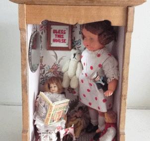 Miniature Nursery “Playtime” Scene Inside Antique Wardrobe By KT Miniatures @ £69.00