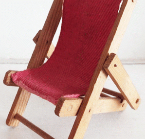 Vintage Wooden Deckchair With Red Fabric @ £10.50