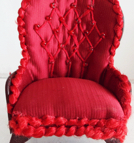 Red Upholstered Chair c1977 (signed JE) @ £19.50